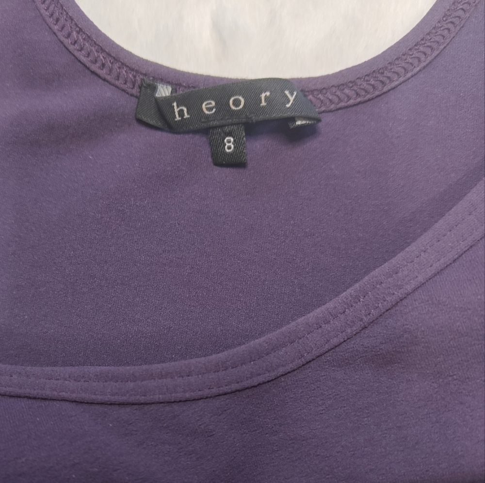 Theory Size 8 Purple Black Color Block Sheath Midi Dress Sleeveless‎ Scoop Neck - Picture 5 of 7